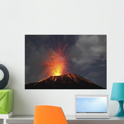 Krakatau Eruption Sunda Strait Wall Decal Design 4 shown on a wall