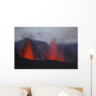 Fimmvorduhals Eruption Lava Fountains Wall Decal Design 2 shown on a wall