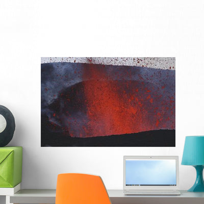 Fimmvorduhals Eruption Lava Wall Decal shown on a wall