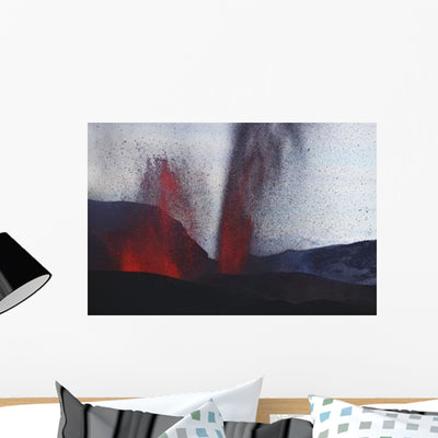 Fimmvorduhals Eruption Lava Fountains Wall Decal Design 1 shown on a wall
