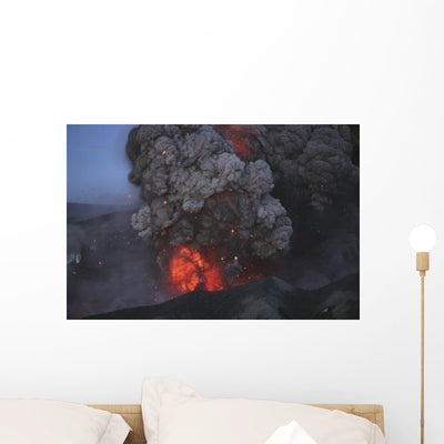 Eyjafjallaj�kull Eruption Summit Wall Decal Design 5 shown on a wall
