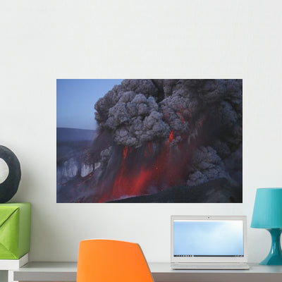 Eyjafjallaj�kull Eruption Summit Wall Decal Design 4 shown on a wall