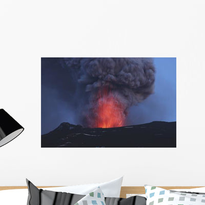 Eyjafjallaj�kull Eruption Iceland Wall Decal Design 2 shown on a wall