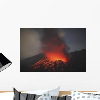 Sakurajima Eruption Kagoshima Japan Wall Decal Design 3 shown on a wall