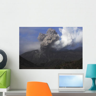 Sakurajima Eruption Kagoshima Japan Wall Decal Design 2 shown on a wall
