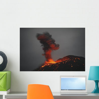 Krakatau Eruption Sunda Strait Wall Decal Design 1 shown on a wall