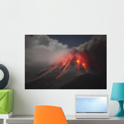 Soufriere Hills Eruption Montserrat Wall Decal Design 3 shown on a wall