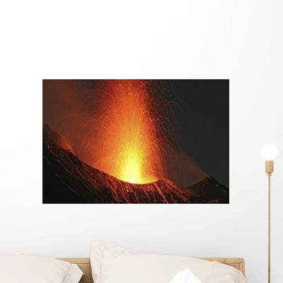 Stromboli Eruption Aeolian Islands Wall Decal Design 2 shown on a wall