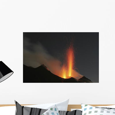 Stromboli Eruption Aeolian Islands Wall Decal Design 1 shown on a wall