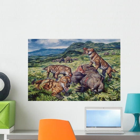 Group Carnivorous Cynognathus Prey Wall Decal