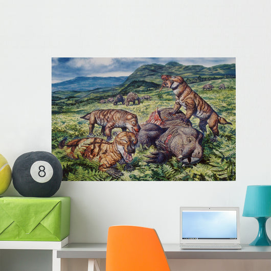Group Carnivorous Cynognathus Prey Wall Decal