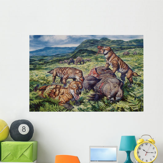 Group Carnivorous Cynognathus Prey Wall Decal