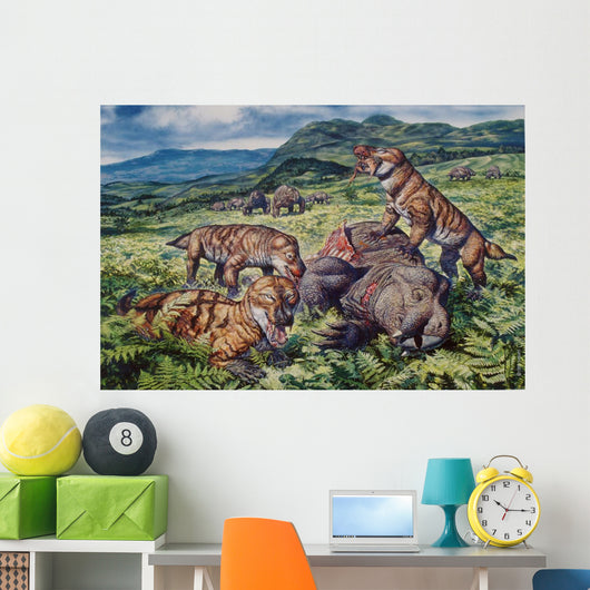 Group Carnivorous Cynognathus Prey Wall Decal