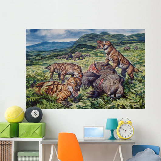 Group Carnivorous Cynognathus Prey Wall Decal