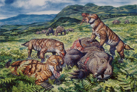 Group Carnivorous Cynognathus Prey Wall Decal