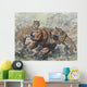 Smilodon Dirk-toothed Cats Attacking Wall Decal