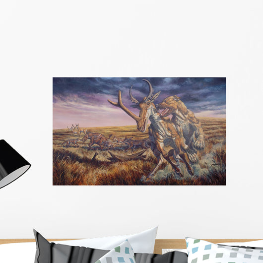 Epicyon Attacks Synthetoceras Run Wall Decal