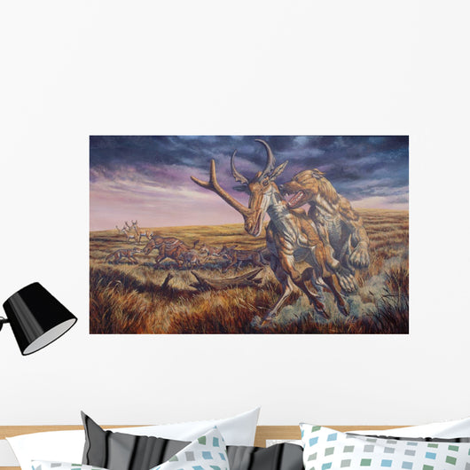 Epicyon Attacks Synthetoceras Run Wall Decal