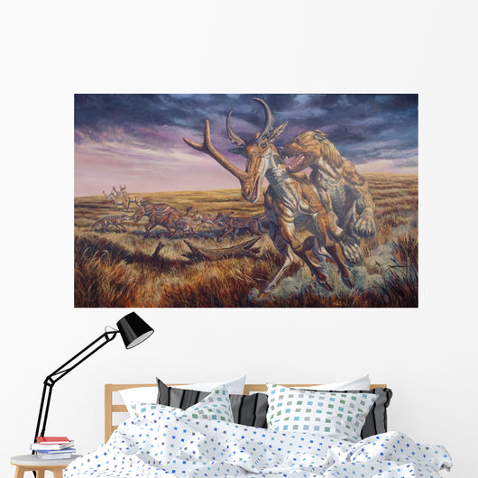 Epicyon Attacks Synthetoceras Run Wall Decal