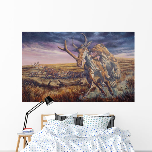 Epicyon Attacks Synthetoceras Run Wall Decal