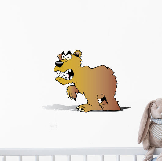 Cartoon Mad Bear Wall Decal