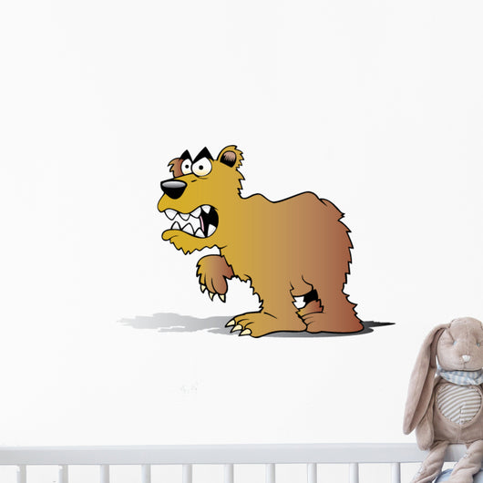 Cartoon Mad Bear Wall Decal
