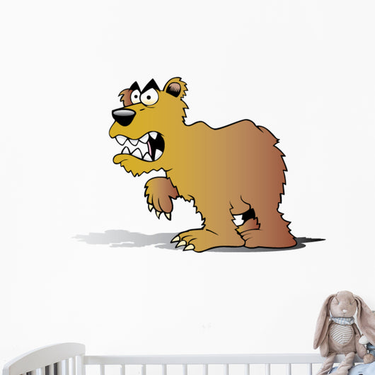 Cartoon Mad Bear Wall Decal