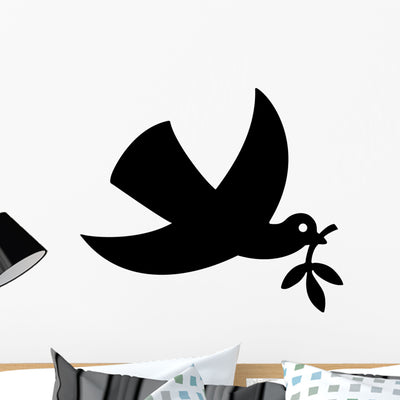 Dove Flight with Olive Wall Decal shown on a wall