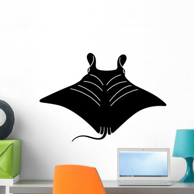 Stingray Fish Silhouette Wall Decal shown on a wall
