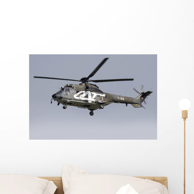 As332m1 Super Puma Helicopter In-Flight Wall Decal shown on a wall