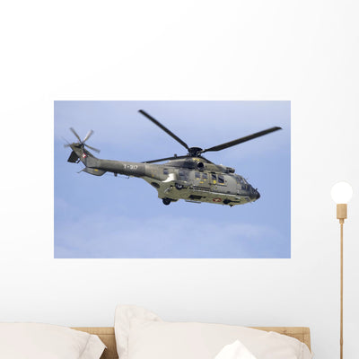 As332m1 Super Puma Helicopter Wall Decal shown on a wall