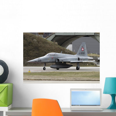 F-5 Tiger Aircraft Swiss Wall Decal shown on a wall