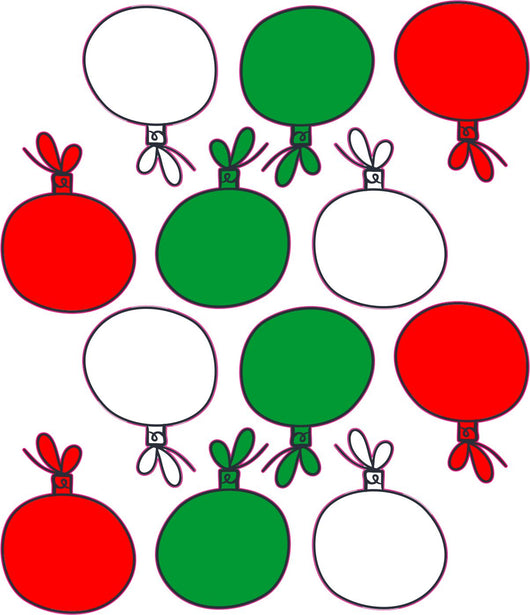 Christmas Ornament Decals | Red, Green and White Christmas Ornaments
