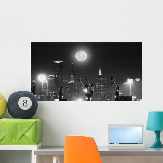 Moonrise over City Melbourne Wall Decal Design 2