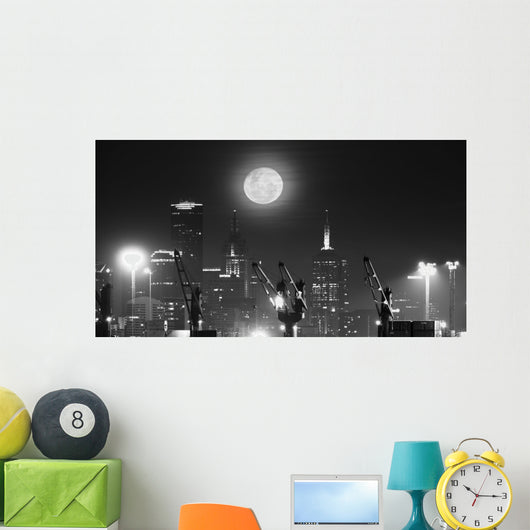Moonrise over City Melbourne Wall Decal Design 2