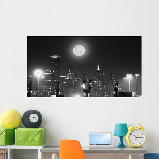 Moonrise over City Melbourne Wall Decal Design 2