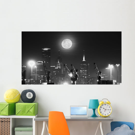 Moonrise over City Melbourne Wall Decal Design 2