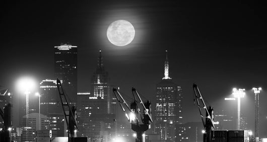 Moonrise over City Melbourne Wall Decal Design 2