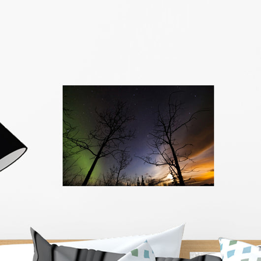 Moonrise and Aurora Borealis Wall Decal
