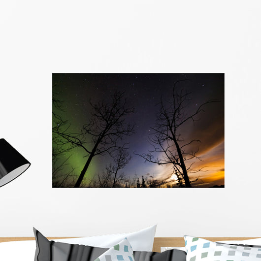 Moonrise and Aurora Borealis Wall Decal