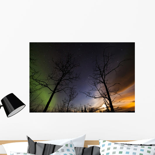 Moonrise and Aurora Borealis Wall Decal
