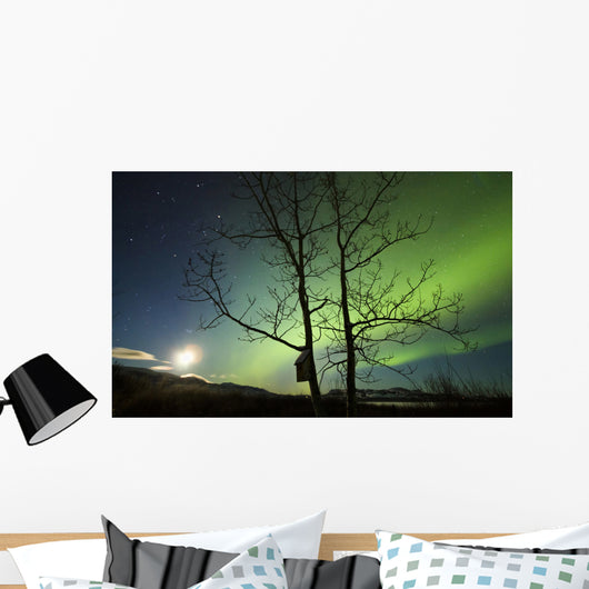 Moonset and Northern Lights Wall Decal