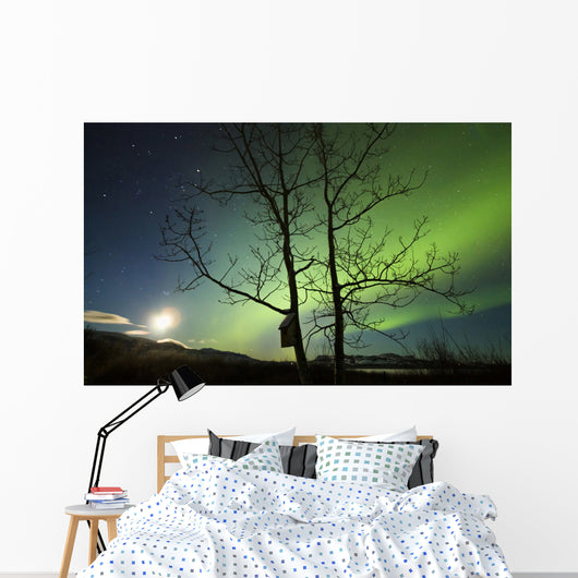 Moonset and Northern Lights Wall Decal