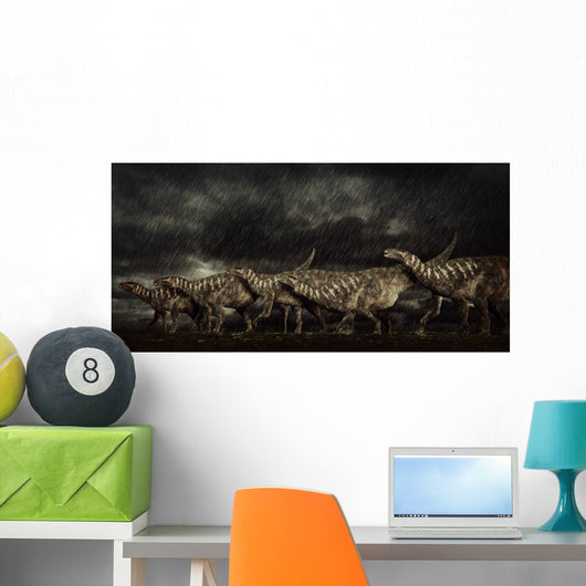 Group Iguanodons Struggle through Wall Decal