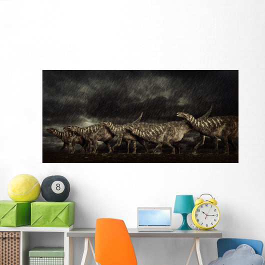 Group Iguanodons Struggle through Wall Decal
