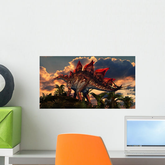 Distinctive Shape Stegosaurus Stands Wall Decal