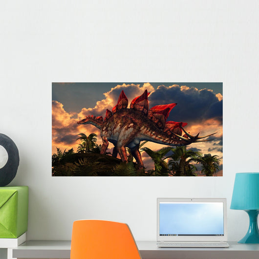 Distinctive Shape Stegosaurus Stands Wall Decal