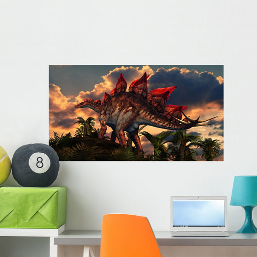 Distinctive Shape Stegosaurus Stands Wall Decal