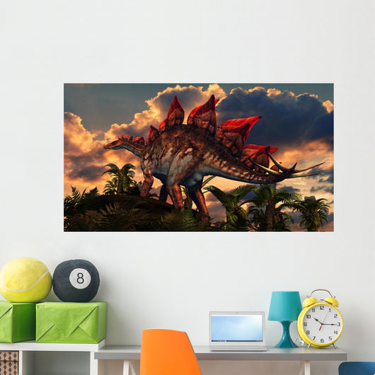 Distinctive Shape Stegosaurus Stands Wall Decal