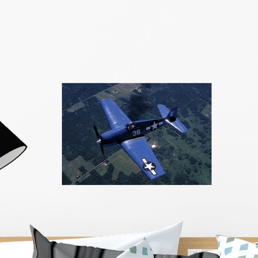 F6f Hellcat Flying over Fields Wall Decal